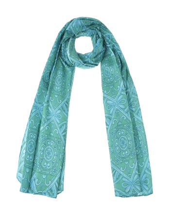SCARF/PAREO IN GREEN/BLUE  COLOR 110Χ180 (100% COTTON)