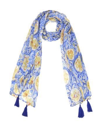 SCARF/PAREO BLUE WITH YELLOW 
