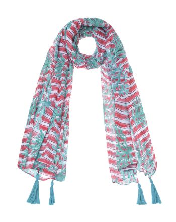 ΦΟΥΛΑΡΙ/ΠΑΡΕΟ ΛΕΥΚΌ/ΚΟΚΚΙΝΟ ΜΕ ΠΡΑΣΙΝΕΣ ΛΕΠΤΟΜΕΡΕΙΕΣ (100%COTTON)