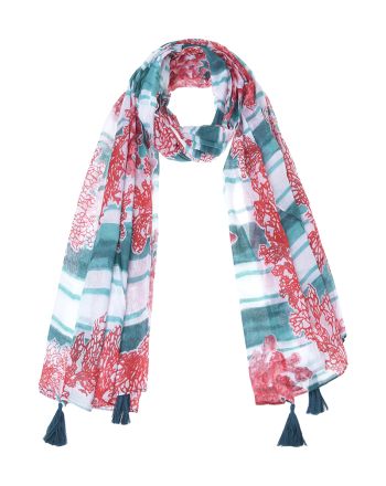 ΦΟΥΛΑΡΙ/ΠΑΡΕΟ  ΛΕΥΚΟ ΜΕ ΚΟΚΚΙΝΟ/ΡΟΖ ΚΕΝΤΗΜΑΤΑ  (100%COTTON)