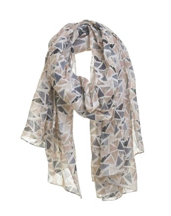 SCARF/PAREO IN BLUE/BEIGE COLOR WITH GEOMETRIC DESIGNS 100Χ170 (100% COTTON)