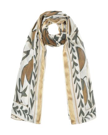 ΦΟΥΛΑΡΙ/ΠΑΡΕΟ ΕΚΡΟΥ/ΧΑΚΙ ΜΕ ΚΑΦΕ ΡΟΔΙΑ 100X180 (100% COTTON)