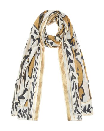 ΦΟΥΛΑΡΙ/ΠΑΡΕΟ ΕΚΡΟΥ/ΜΑΥΡΟ ΜΕ ΜΟΥΣΤΑΡΔΙ ΡΟΔΙΑ 100X180 (100% COTTON)