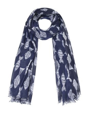 ΦΟΥΛΑΡΙ/ΠΑΡΕΟ ΣΕ ΜΠΛΕ ΣΚΟΥΡΟ ΧΡΩΜΑ ΜΕ ΛΕΥΚΑ ΨΑΡΙΑ 100Χ180 (100% COTTON)