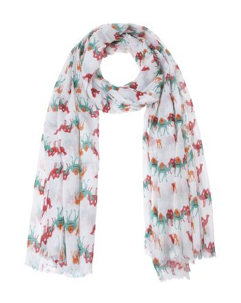 ΦΟΥΛΑΡΙ/ΠΑΡΕΟ ΣΕ ΛΕΥΚΟ ΜΕ ΤΥΡΚΟΥΑΖ/ΚΟΚΚΙΝΕΣ 'ΚΑΜΗΛΕΣ' 100Χ180 (100% COTTON)