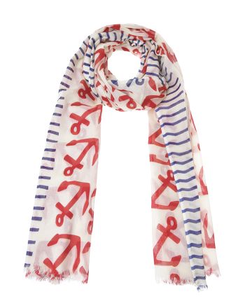 ΦΟΥΛΑΡΙ/ΠΑΡΕΟ ΣΕ ΕΚΡΟΥ ΜΕ ΚΟΚΚΙΝΕΣ ΑΓΚΥΡΕΣ 100Χ180 (100% COTTON)