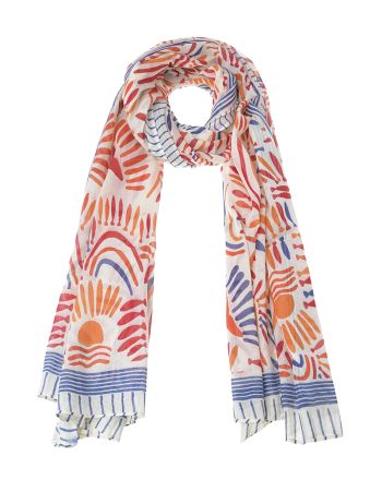 ΦΟΥΛΑΡΙ/ΠΑΡΕΟ ΕΚΡΟΥ ΜΕ ΠΟΡΤΟΚΑΛΙ/ΚΟΚΚΙΝΑ ΣΧΕΔΙΑ 100Χ180 (100% COTTON)