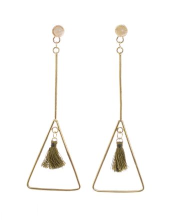 S/2 TRIANGLE EARRINGS WITH TASSELS 10X3