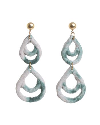 EARRINGS FROM RECYCLED MATERIALS IN GREEN COLOR