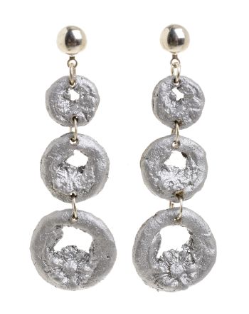 EARRINGS FROM RECYCLED MATERIALS IN SILVER COLOR 7.5Χ1.5X2
