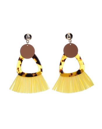 ANIMAL PRINT EARRINGS WITH YELLOW TASSELS 4X4