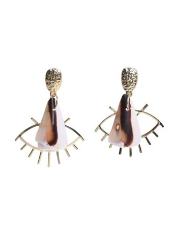 EARRINGS IN GOLD  COLOR WITH SHELL AND EYE 5Χ4