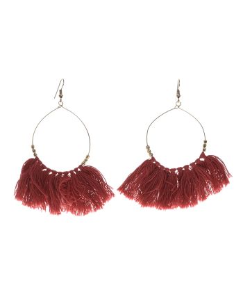 MACRAME EARRINGS IN RED COLOR WITH TASSELS