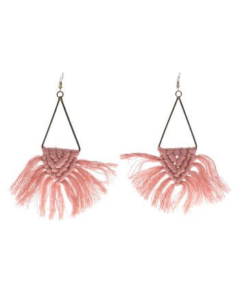 MACRAME EARRINGS IN LIGHT PINK COLOR WITH TASSELS