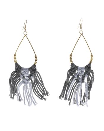 MACRAME EARRINGS IN GREEN COLOR WITH TASSELS