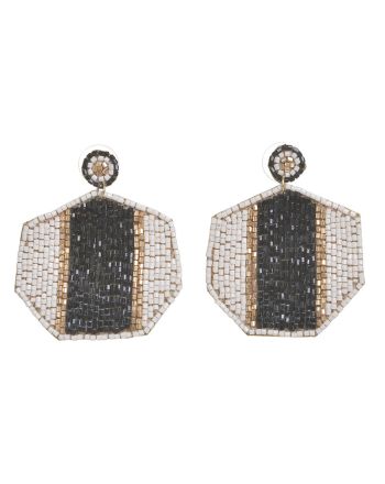 S/2 EARRINGS IN WHITE AND BLACK COLOR WITH BEADS 8Χ5