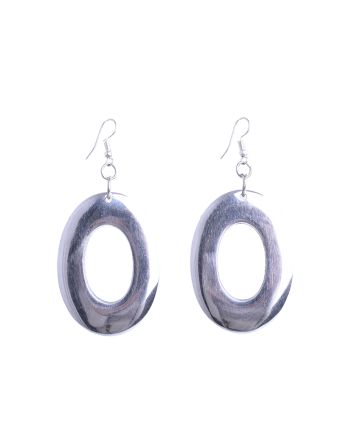 METAL EARRINGS IN SILVER COLOR  BIG CIRCLE 3X1X10