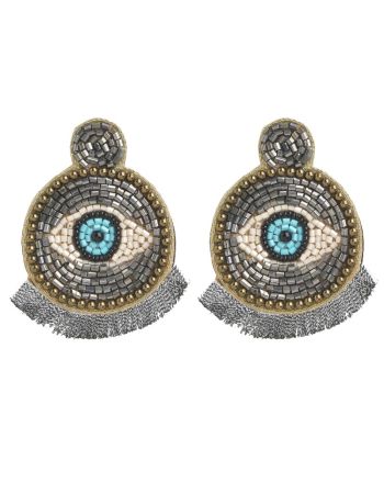 S/2 EARRINGS ΄΄EYE'' IN LIGHT BLUE COLOR WITH BEADS 10Χ7