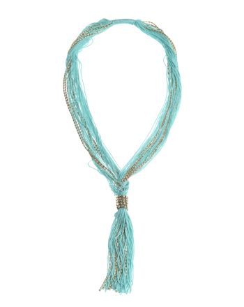 NECKLACE WITH BEADS IN TURQUOISE/GOLDEN COLOR