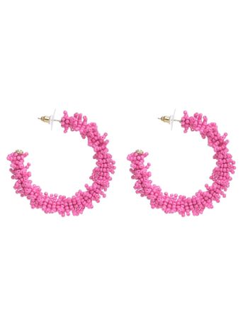 S/2 EARRINGS WITH BEADS IN FUCHSIA COLOR