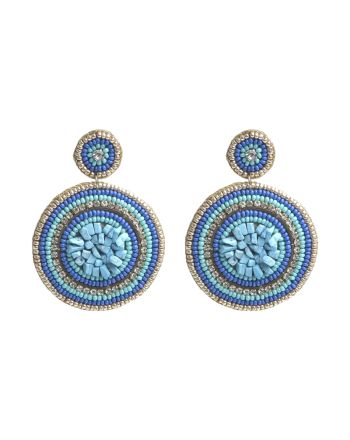 S/2 EARRINGS WITH BEADS IN BLUE/LIGHT BLUE COLOR