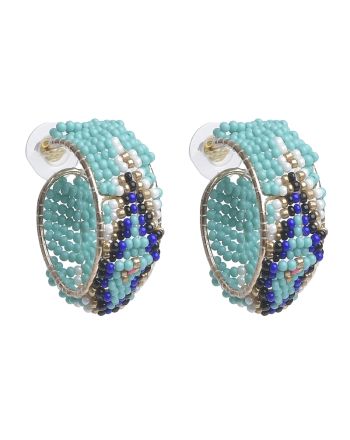 S/2 EARRINGS WITH BEADS IN TURQUOISE/BLUE COLOR