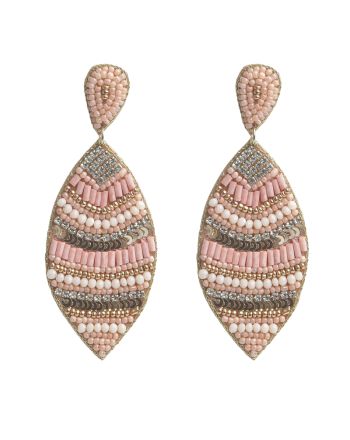 S/2 EARRINGS WITH BEADS IN PINK/GOLDEN COLOR