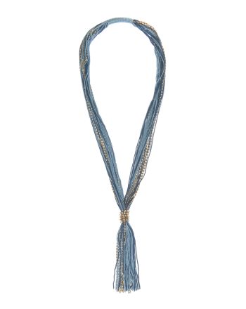 NECKLACE WITH BEADS IN BLUE/GOLDEN COLOR