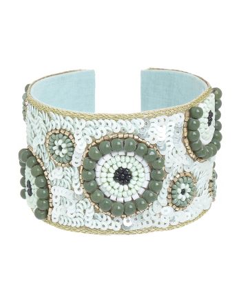 BRACELET WHITE/GREEN  WITH DESIGNS