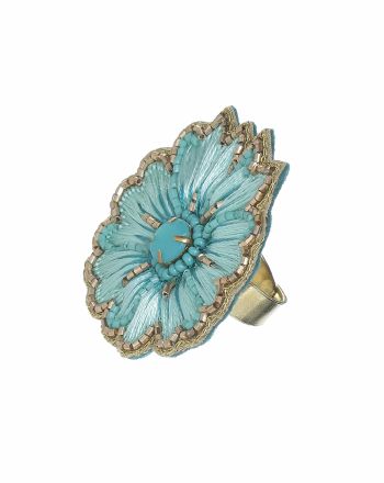 RING FLOWER IN BLUE/GOLD