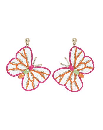 EARRINGS 'BUTTERFLY' IN PINK/ORANGE