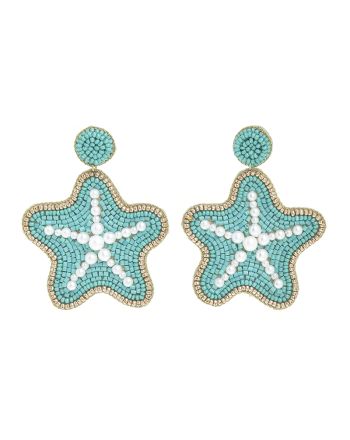EARRINGS IN WHITE/TURQUOISE 'SEASTAR'