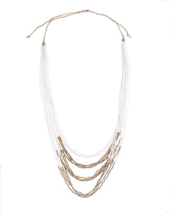 NECKLACE IN WHITE/GOLD COLOR WITH BEADS Φ30Χ1,5