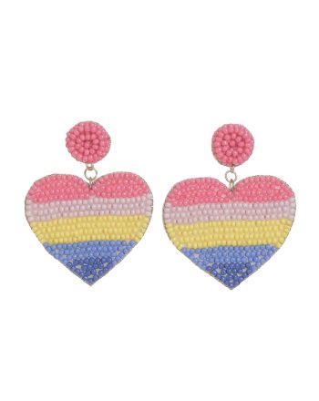 S/2 EARRINGS ''HEARTS'' MULTICOLOR WITH BEADS 8Χ6
