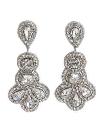 EARRINGS IN SILVER COLOR WITH BEADS AND STONES