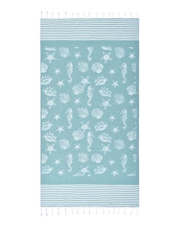 ΠΕΤΣΕΤΑ PESTEMAL ΣΕ ΠΡΑΣΙΝΟ ΧΡΩΜΑ ΜΕ ΑΣΤΕΡΙΕΣ ΚΑΙ ΚΟΧΥΛΙΑ 90X180 (100% COTTON)