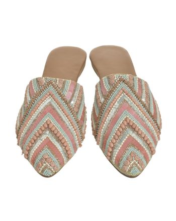 MULES ΙΝ PINK/GOLD COLOR WITH BEADS (EU 39)