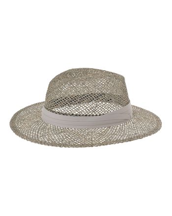 STRAW HAT IN BEIGE COLOR WITH ECRU RIBBON ONE SIZE 57CM (100% GRASS)