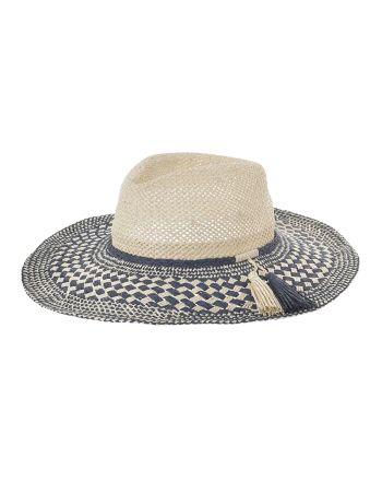 STRAW HAT IN BEIGE COLOR WITH BLUE DETAILS ONE SIZE 57CM (100% PAPER)