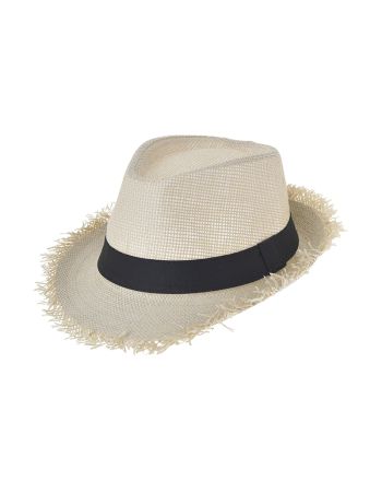 STRAW HAT IN ECRU COLOR WITH BLACK RIBBON ONE SIZE 58CM (100% PAPER)