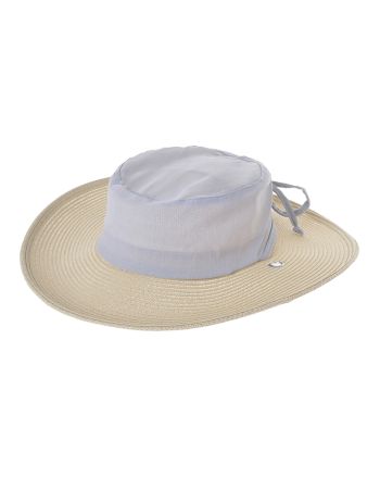 STRAW HAT IN ECRU/BABY BLUE COLOR ONE SIZE 57CM (50% POLYESTER 50% PAPER)