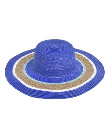 STRAW HAT IN BEIGE/BLUE COLOR ONE SIZE 57CM (100% PAPER)