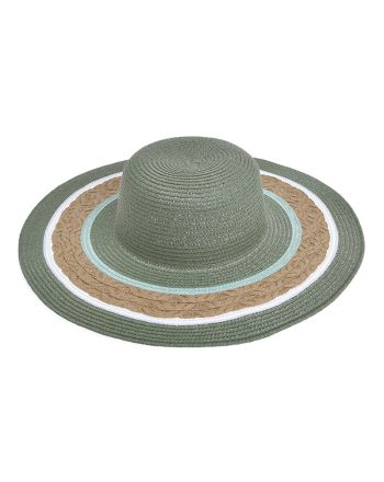STRAW HAT IN GREEN/BEIGE COLOR ONE SIZE 57CM (100% PAPER)
