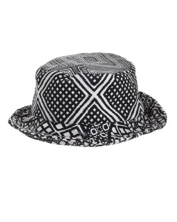FABRIC HAT IN BLACK/WHITE COLOR VARIOUS PRINTS Φ25Χ8