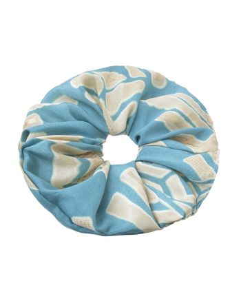 SCRUNCHIE IN TURQUOISE/GOLD WITH PATTERN  Φ8Χ2