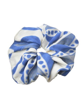 SCRUNCHIE ΣΕ ΛΕΥΚΌ ΜΕ ΜΠΛΕ/ ΧΡΥΣΕΣ ΛΕΠΤΟΜΕΡΕΙΕΣ Φ8Χ2