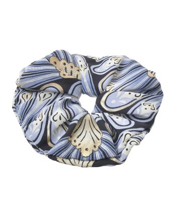 SCRUNCHIE ΣΕ ΜΠΛΕ ΜΕ ΧΡΥΣΑ ΦΥΛΛΑ Φ8Χ2