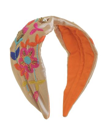 HAIRBAND IN BEIGE COLOR WITH COLORFUL DETAILS 14Χ7Χ17