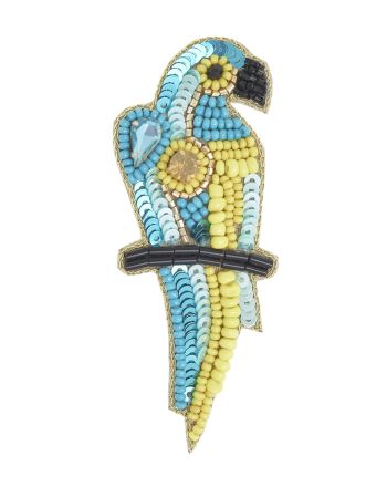 BROOCH 'PARROT' IN TURQUOISE/YELLOW