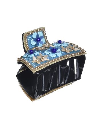 CLAMMER IN BLUE/GOLD WITH FLOWERS